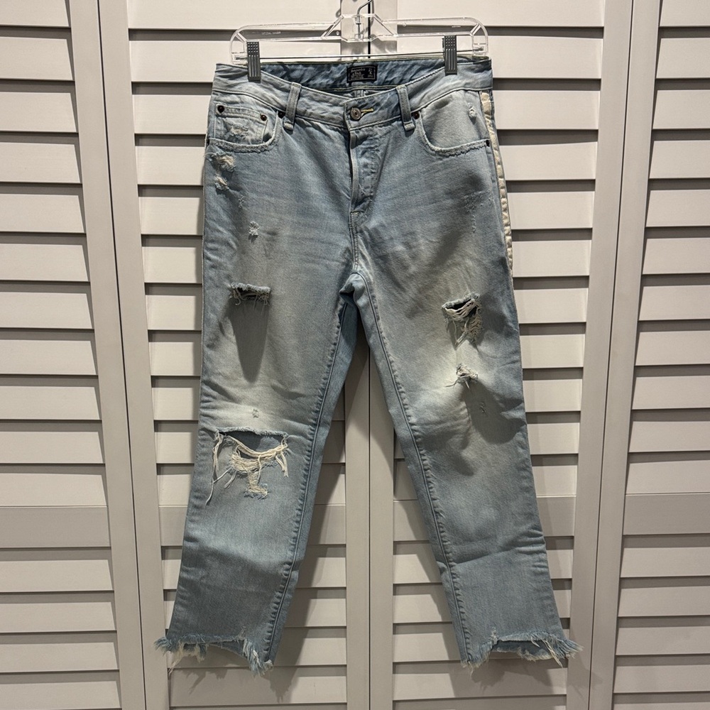 Abercrombie & Fitch Light Blue Ripped Boyfriend Jeans